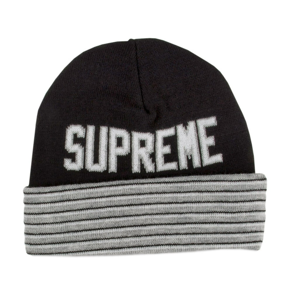 Supreme Sport Stripe Beanie Black/Grey FW14BN17