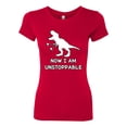 thumbnail image 2 of Wild Bobby, Unstoppable T Rex Funny, Pop Culture, Women Slim Fit Junior Tee, Red, Small, 2 of 4