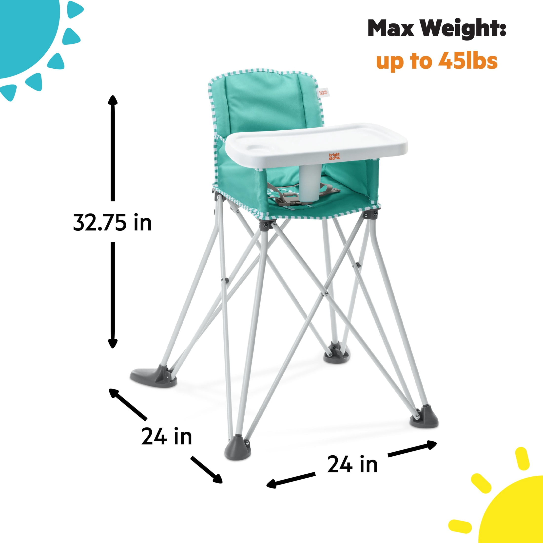 Bright Starts Pop 'N Dine Portable High Chair, Teal, Unisex, Infant