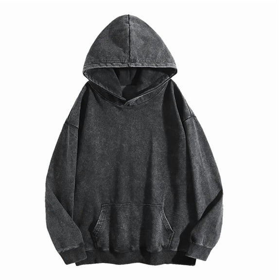 Oversized Unisex Acid Wash Hoodie Heavyweight Fleece Vintage Cotton Sweatshirt Men Women Streetwear