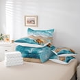 thumbnail image 6 of jejeloiu Sea Beach Starfish 7-Piece Twin Bedding For Girls,Seashell Wave Print Bedding Comforter Set,Teal Beige,Reversible, 6 of 7