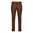 thumbnail image 4 of YLSDY Men's Faux Leather Pants Solid Color Stretch Jeans Slim Fit Biker Jeans Slim Fit Skinny Clubwear Trousers Brown S, 4 of 6