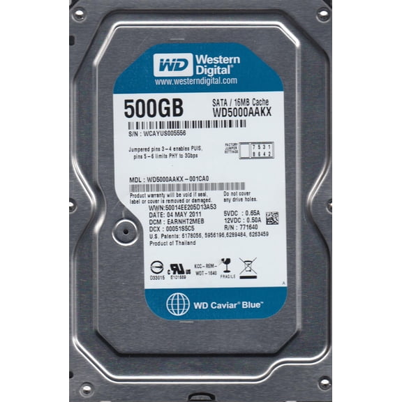 WD5000AAKX-001CA0, DCM EARNHT2MEB, Western Digital 500GB SATA 3.5 Hard Drive