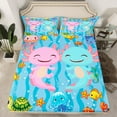 thumbnail image 2 of Manfei Sea Axolotl Queen Sheet Sets 4 Pieces, Ocean Animal Crab Fish Flat Sheet, Cartoon Blue Queen Fitted Sheet, Breathable Home Decor, 2 of 6