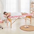 thumbnail image 2 of Alden Design 2-Fold Portable Wooden Massage Table for Spa Treatments & Tattoos, 84", Pink, 2 of 15