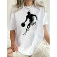 thumbnail image 1 of Camiseta de Mujer de Verano BásicaWomen's Fashion Basketball Flame Graphic Tee - Casual Crew Neck Short Sleeve, Stretchy Polyester Blend, Machine Washable - Perfect for SummerFather's Day, Mother's, 1 of 7