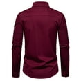 thumbnail image 6 of safuny Men's Slim Dress Shirt Burgundy Long Sleeve Button Down Casual Fashion Top Wine XL, 6 of 9