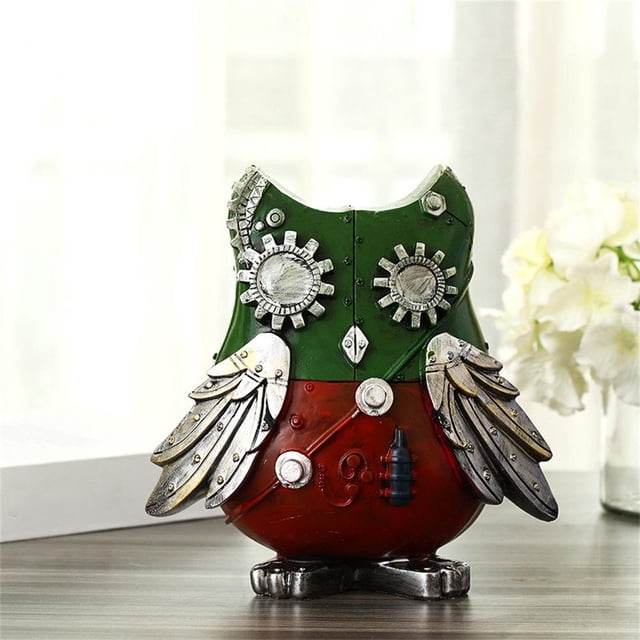 Hucha de búho Punk mecánica Retro, estatua de Animal bonita, figuritas decorativas, caja de ahorro de dinero, adornos, decoración del hogar