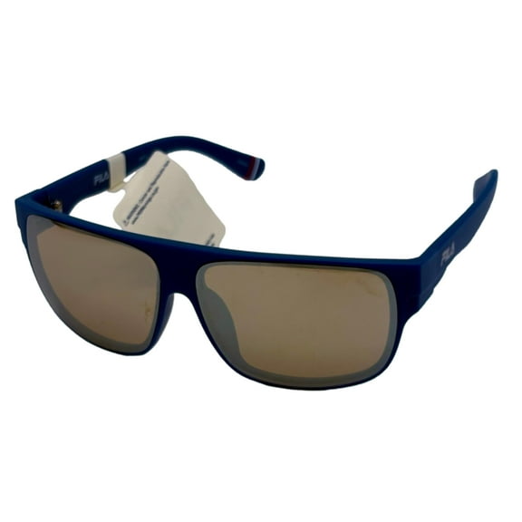 Fila Mens Rectangle Matte Blue Black Sunglass , Silver Flash Lens SF9336 C03X