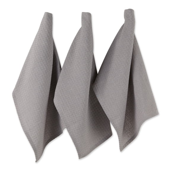 Contemporary Home Living Waffle Weave Recycled Cotton Dish Towels - 26" - Gray - Set of 6
