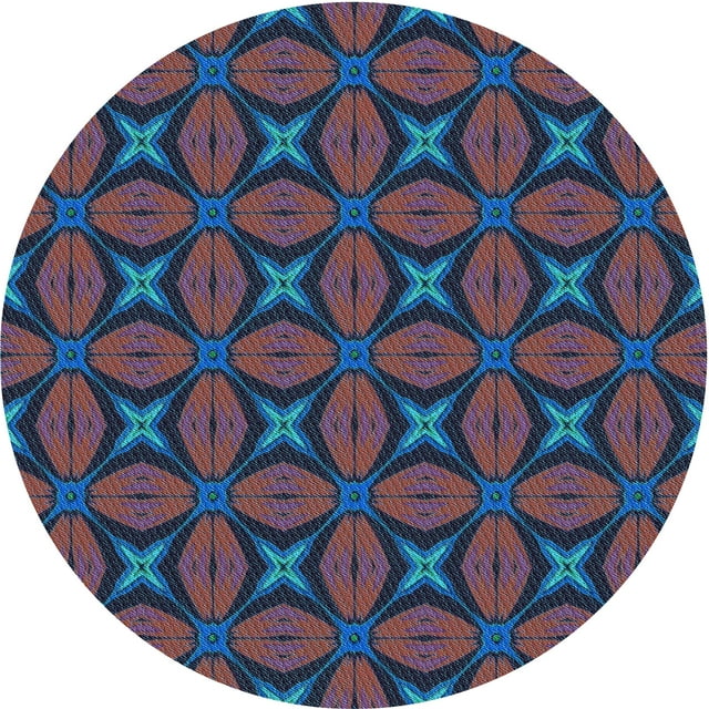 Ahgly Company Tapis Rond Lavable en Machine Intérieur Transitionnel Prune Violet, 3 Pieds Rond