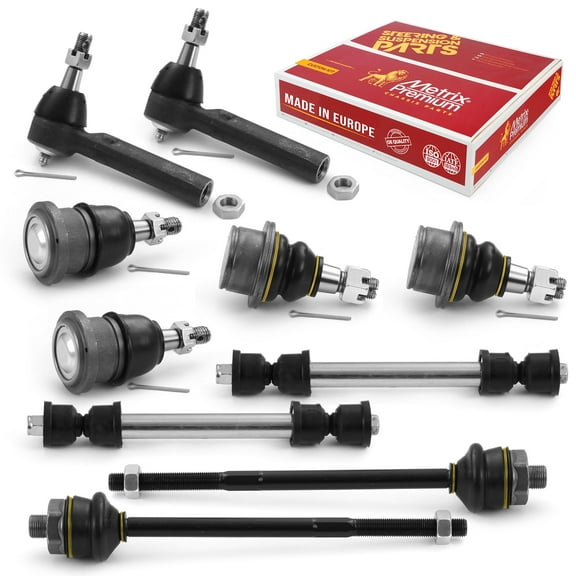 Metrix Premium Chassis Parts - 10 PC Front End Suspension Kit Fits 11-19 Chevrolet Silverado 3500 HD, GMC Sierra 2500 HD, Replacement ES3488, ES3493T, K6540, K6541, K700539, K80631