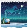 thumbnail image 1 of ARTJIA Christmas Fantasy Horse Fly To Starry Night Polyester Fabric Bathroom Shower Curtain 66x72 inches, 1 of 1