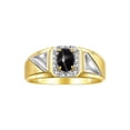 thumbnail image 1 of RYLOS Men's Rings 14K Yellow Gold Classic 7X5MM Oval Gemstone & Diamond Ring Black Star Sapphire March Birthstone Rings For Men Size 9, 1 of 7
