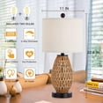 thumbnail image 5 of 3 Way Dimmable Bedside Lamps for Bedroom with 2 USB Ports and AC Outlet, Touch Control Rattan Table Lamps,  Wicker Nightstand Lamps for Living Room Home Office (LED Bulbs Included), 5 of 7
