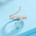 thumbnail image 3 of 7MM Heart Shape Wrap Bypass Ring Natural Larimar 925 Silver Women Valentines Day Gifts Rings, 3 of 7