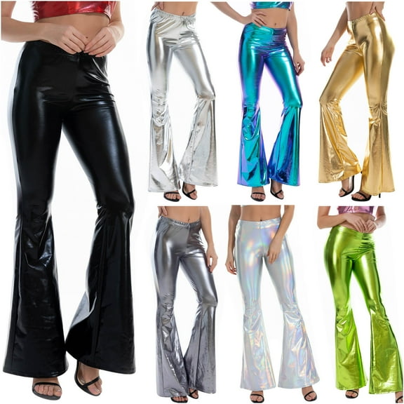 Olyvenn Women's Nightclub Style Flared Pants Multi-color Stretch Micro Stretch Slim Pants Dressy Casual Cargo Pants Boho Yoga Leggings Summer 2023 Trendy Trousers Black 4