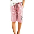 thumbnail image 5 of CYRBOKO Girls Casual Shorts, Elastic Waist Drawstring Knee-Length Casual Summer Shorts Pink Size 9-10 T, 5 of 5