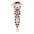 thumbnail image 4 of Dazzlingrock Collection 6X4mm Oval Ruby with Round Blue Sapphire & White Diamond Interweaving Double Halo Wedding Ring for Women in 18K Rose Gold, Size 6, 4 of 6
