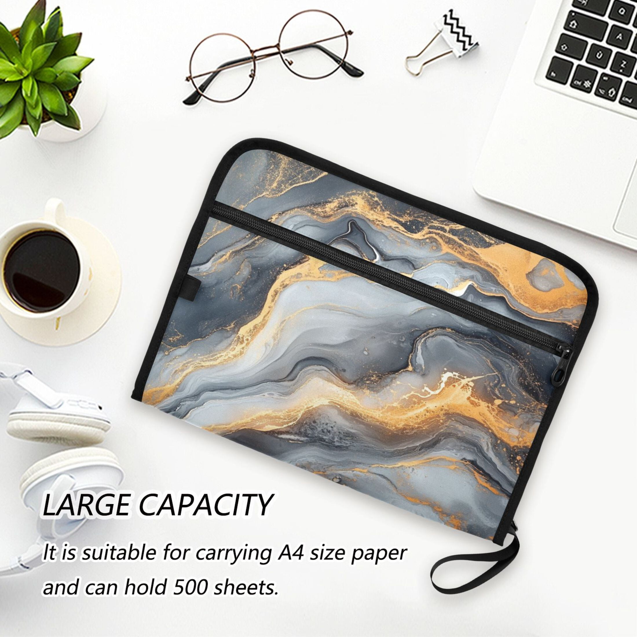 WOBOGO Gray Gilt Pattern Expanding File Folder Letter Size Accordion Filing Organizer 13 Pocket Separate Organ Pocket