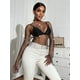 thumbnail image 2 of Tops de mujer Top de manga larga con cuello redondo y diamantes de malla para mujer, 2 of 5