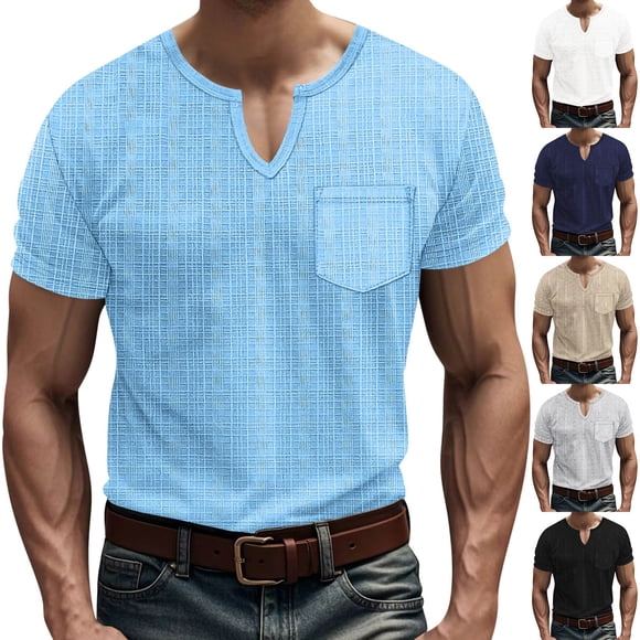 HVOBTTY Mens Summer Soft Versatile Pullover Comfortable Casual Solid Color V Neck Short Sleeve Linen Like Breathable Loose Daily Shirts White, XXL