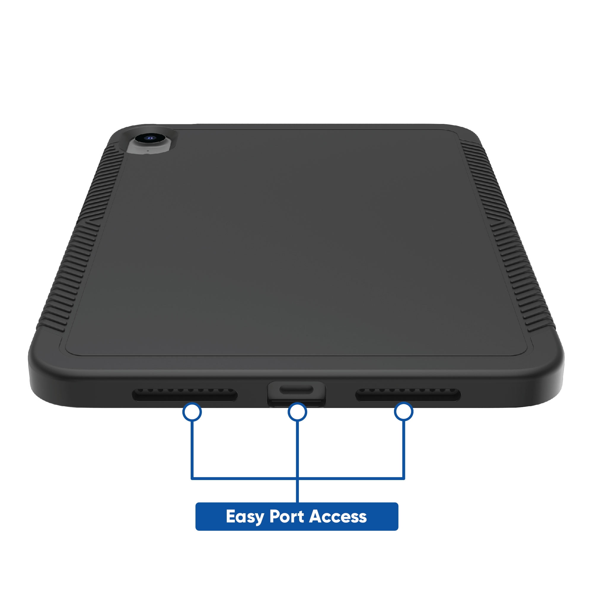 onn Protective Grip Case for iPad mini (6th, 7th Generation), Black