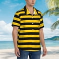 thumbnail image 6 of Yellow And Black Stripe Men'S 3d Print Casual Button Down Shirts, Novelty Hawaiian Short Sleeves L, 6 of 7