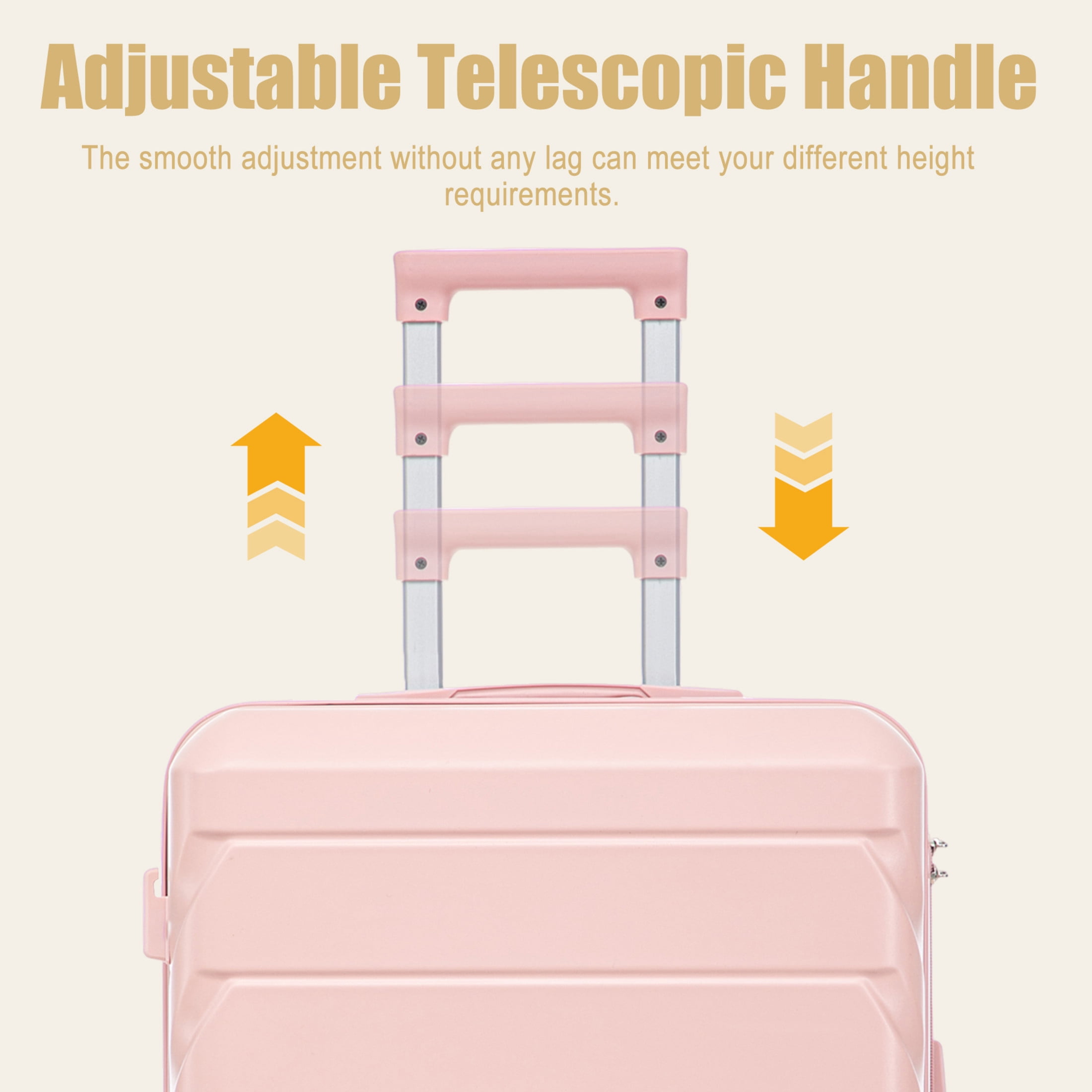 GDF Studio 28" Large Checked Luggage, Hardshell Scratch Resistant Suitcase with Side Hooks, Spinner Wheels, Pink