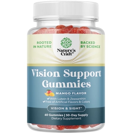 Vision Support Gummies for Adults - Lutein and Zeaxanthin Supplements for Eye Health - Potent Lutein Eye Vitamins for Blue Light Protection Dryness Strain Support & Visual Sharpness