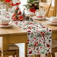 thumbnail image 5 of Burlap Table Runner 72 Inches Long,Christmas Cardinals Bird Pine Berries Non-Slip Kitchen Table Runners for Dining Room Everyday Use Party Table Decorations Red White Green, 5 of 9