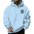 thumbnail image 1 of VBARHMQRT Crewneck Sweatshirt Mens Fashion Casual Letter Part Print Hooded Pullover Long Sleeve Drawstring Hooded Sweater Tops, 1 of 8