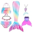 thumbnail image 2 of Cola de sirena de verano para niña con Monofin, disfraz de Halloween, vestido de princesa, traje de baño, Bikini, traje de baño para nadar, 2 of 2
