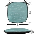thumbnail image 4 of Wave Chair Seating Cushion Set of 2, Abstract Pattern in Calm Colors and Fish Sketches Nautical Sea Animals Doodle, Seat Pads with Anti-slip Backing, 16"x16", White and Pale Teal, by Ambesonne, 4 of 7
