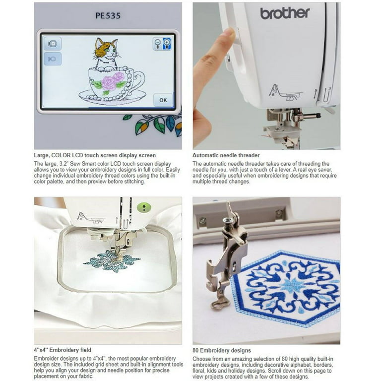 Brother PE535 Embroidery Machine Bundle 4 x 4 w/ Embroidery Bundle 