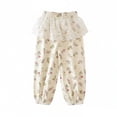 thumbnail image 3 of Asxite Toddler Girls Plaid Lace Detail Loose Breathable Casual Pants Elastic Waist Summer 5-15 Y, 3 of 7