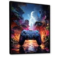 thumbnail image 2 of Designart "Haven of Neon Video Game Controllers I" Fashion Framed Wall Art - Modern Yellow Video Games Bedroom Framed Canvas Wall Art, 2 of 6