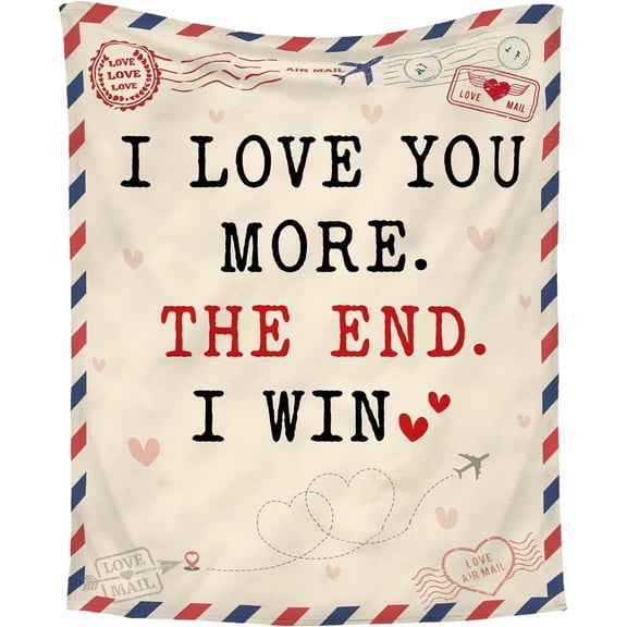 Anniversary Couple Gifts for Men Women - I Love You More Soft Fleece Throw Blanket 50x60 in - Anniversary Wedding Gifts for Him Her, Birthday Romantic Gift for Girlfriend Boyfriend Wife Husband