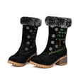 thumbnail image 5 of Nmnitkp Boots for Women Fashionable Casual Versatile Trendy Cool Fashionable Red Christmas Tree Round Head Thick Sole Thick Heel Short Boots Black,36, 5 of 5