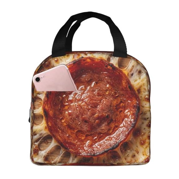 Pizza Lunch Bag Reusable Insulated Cooler Lunch Box Portable Leakproof Thermal Container Tote Bags For Travel Office Outdoors