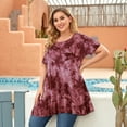 thumbnail image 5 of VEPKUL Plus Size Blouse for Women Short Sleeve Casual Shirt Tunic Tops Down Neck T-Shirt Loose Shirt T11-WineRed_1X, 5 of 7