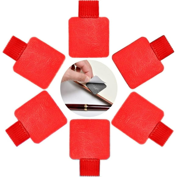 XmhyTop 6 piezas de portalápices, portalápices de piel sintética autoadhesivo, duradero, con elástico,tabletas, cuadernos, diarios, calendarios y más, 6 piezas, color rojo