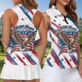 thumbnail image 4 of Jeiento 250 Years Eagle Matching Golf Shirts for Couples Womens Tennis Tank Tops Slim Fit Short Sleeve Mens Athletic Shirts Matching Activewear Set Sportswear for Couples, Women's XS, 4 of 7
