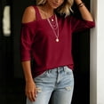 thumbnail image 6 of TGSLY Asymmetric One Shoulder Tops for Women Lightweight Thin V Neck Solid Color Blouses Relaxed Dressy Casual Half Sleeve T-Shirts L, 6 of 8