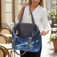 thumbnail image 3 of FOR U DESIGNS Galaxy Turtle Butterfly Print Quilted Tote Bag for Women, Reversible Two Tone Tote Handbag with Side Pockets, Lightweight Top Handle Bag for School 2026, 3 of 6