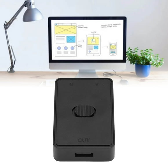 USB Switcher, One Key Switching USB Switch Black 2 In 1 Out Widely Used For Mice For Printers