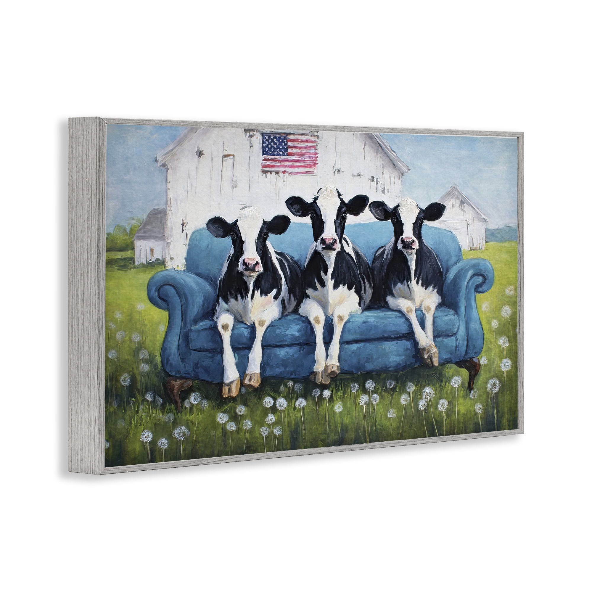 Stupell Industries Barnyard Sofa Sisters Gray Framed Giclee Art, design by Tina LeCour