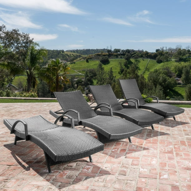 Salem Outdoor Grey Wicker Arm Chaise Lounge Set - Walmart.com - Walmart.com