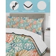thumbnail image 3 of Full Size Quilt Bedding Set, Coastal Beach Reversible Summer Quilt 3 Pieces, Nautical Summer Coral Starfish Shell Lightweight Bedspreads Coverlets with 2 Pillow Shams for All Seasons, 3 of 5