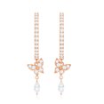 thumbnail image 2 of Rosec Jewels Butterfly Drop Earrings for Women, Real Diamond Hoop Earrings - 0.75 CT, 14K Rose Gold, 2 of 8